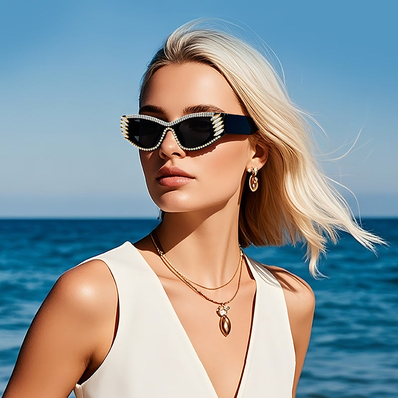 New Cross-Border European and American Cat-Eye Sunglasses for Women, Outdoor Driving and Driving Uv Protection Sunglasses