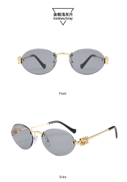 Frameless Letter Sunglasses with a High-End Feel, Personalized Metal Street Style Sunglasses, Retro Internet Celebrity Street Style, Trendy Sweet and Cool Hot Girl Sunglasses