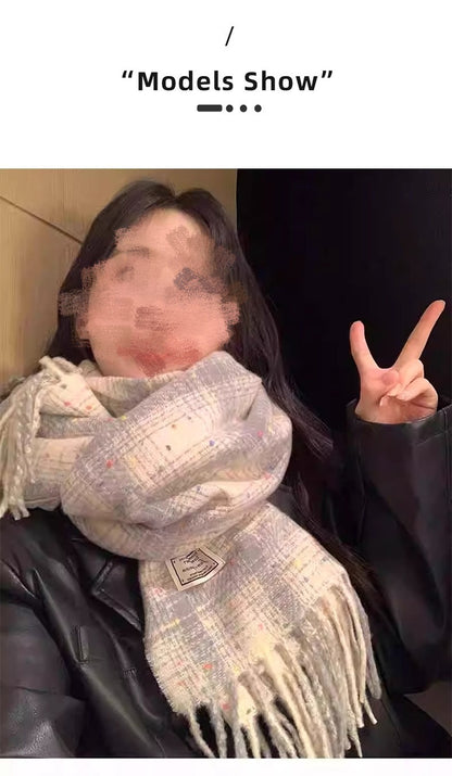 2025 New Korean Style Gypsophila Plaid Scarf Women's Autumn and Winter Student Couple Shawl Versatile Warm Scarf Wholesale