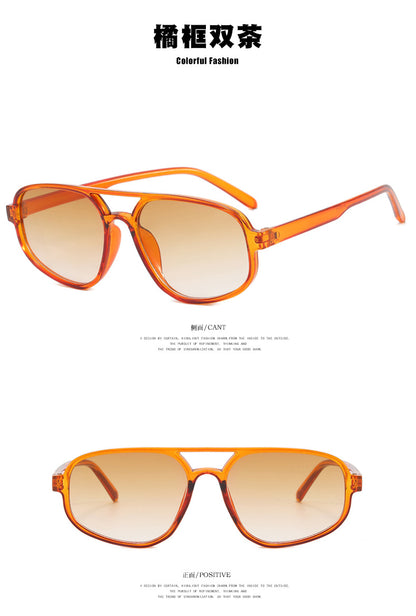 Trendy Oval Double-Bridge Sunglasses 2022 New Fashion Simple Retro Internet Celebrity Sunglasses for Women