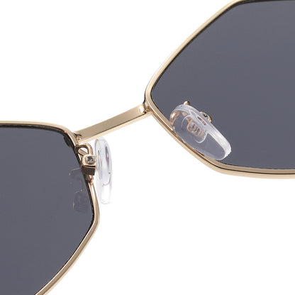 2026 New European and American Fashion Polygonal Rhombus Metal Sunglasses for Women, Trendy and Unique Wide Temple Sunglasses