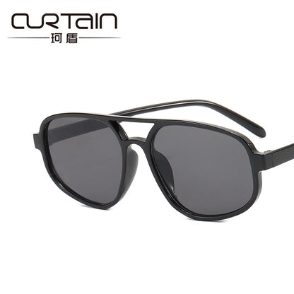 Trendy Oval Double-Bridge Sunglasses 2022 New Fashion Simple Retro Internet Celebrity Sunglasses for Women