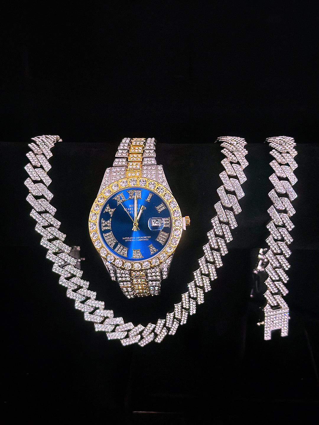 Tiktok Hot-Selling Fashion Casual Men's Watch Full Diamond Watch Men's Factory Price Direct Sale Complete Colors