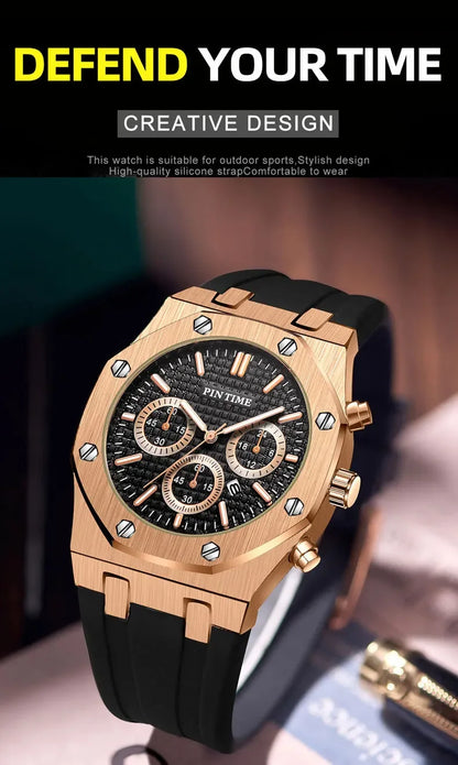 Foreign Trade Products: Men's Watch with Three Dials, Multi-Functional, Sports, Waterproof, Men's Fashion Casual Watch, Cross-Border Hot-Selling Item