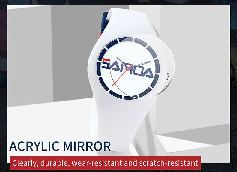 SANDA Outdoor Sports Watch Simple Waterproof Men's and Women's Fashion Quartz Watch Silicone Tape Casual Student Quartz Watch