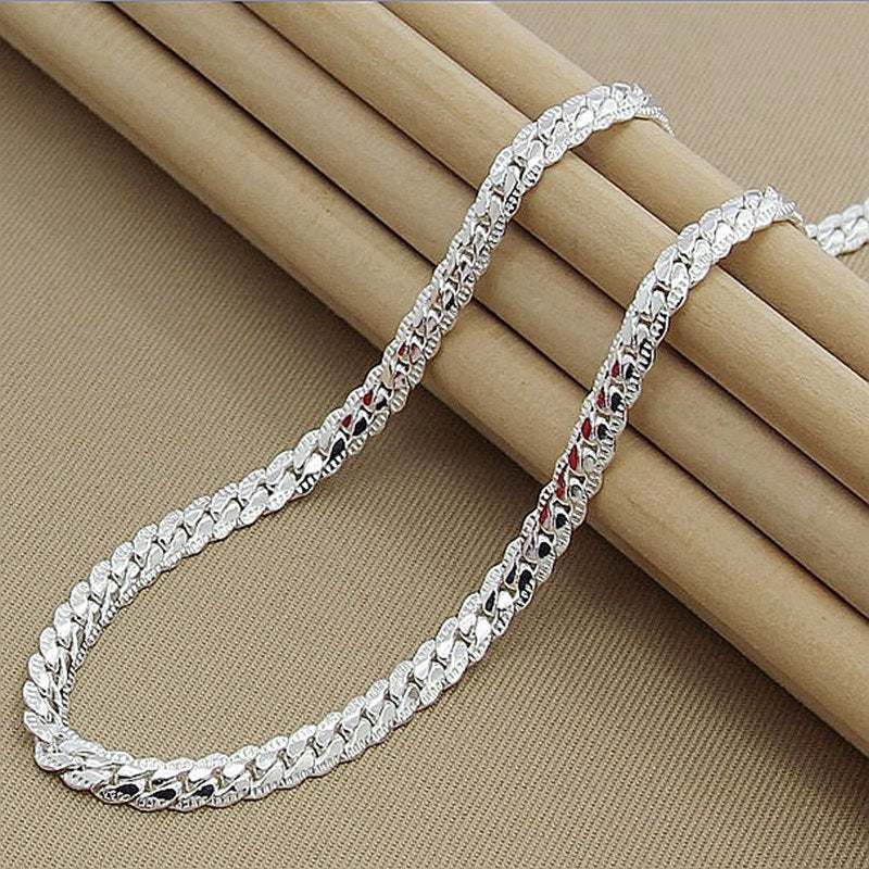 16-24 inch foreign trade best selling 5MM side necklace plated 925 silver men's and women's wear manufacturers in stock direct supply batch
