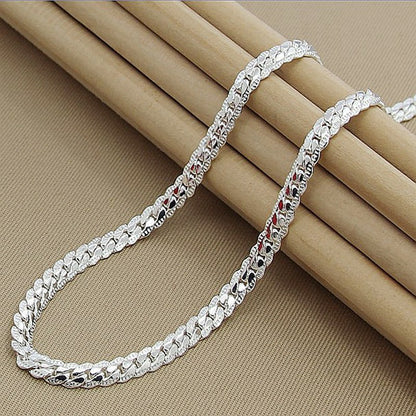 16-24 inch foreign trade best selling 5MM side necklace plated 925 silver men's and women's wear manufacturers in stock direct supply batch
