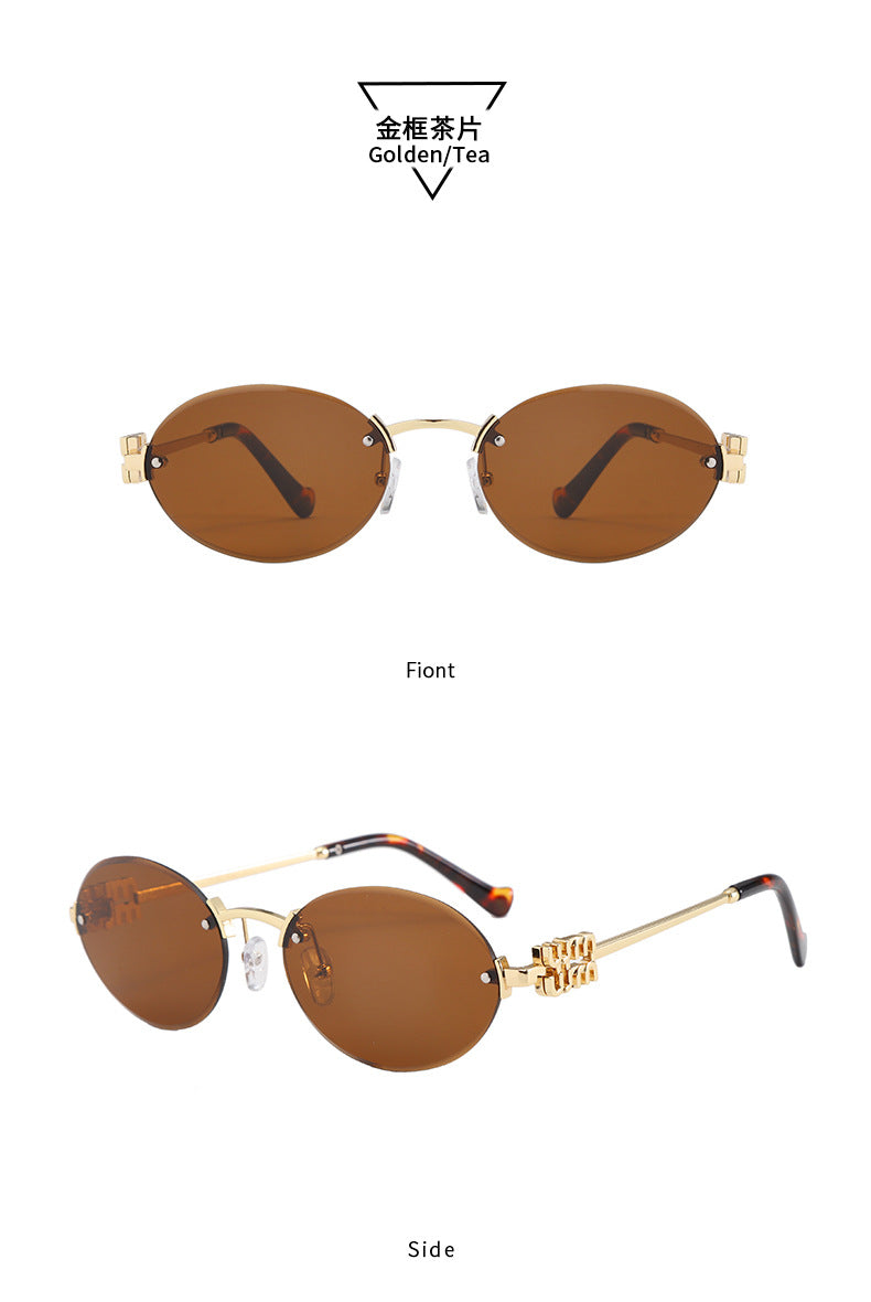 Frameless Letter Sunglasses with a High-End Feel, Personalized Metal Street Style Sunglasses, Retro Internet Celebrity Street Style, Trendy Sweet and Cool Hot Girl Sunglasses