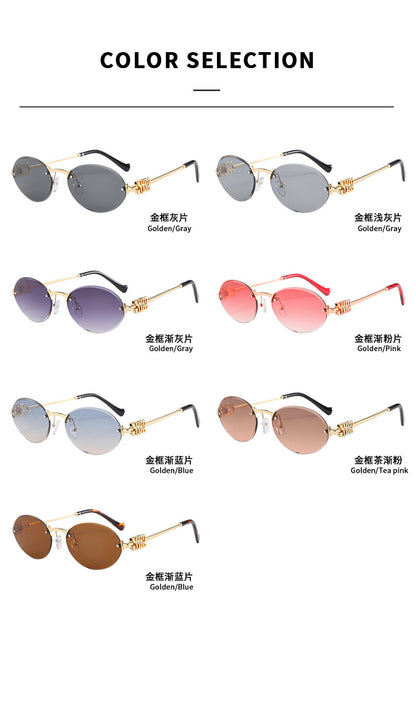 Frameless Letter Sunglasses with a High-End Feel, Personalized Metal Street Style Sunglasses, Retro Internet Celebrity Street Style, Trendy Sweet and Cool Hot Girl Sunglasses
