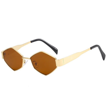 Metal Frame Arc de Triomphe Sunglasses Women's High-end Sense Small Frame Polygon European and American Style Cat Eye Small Face Funny