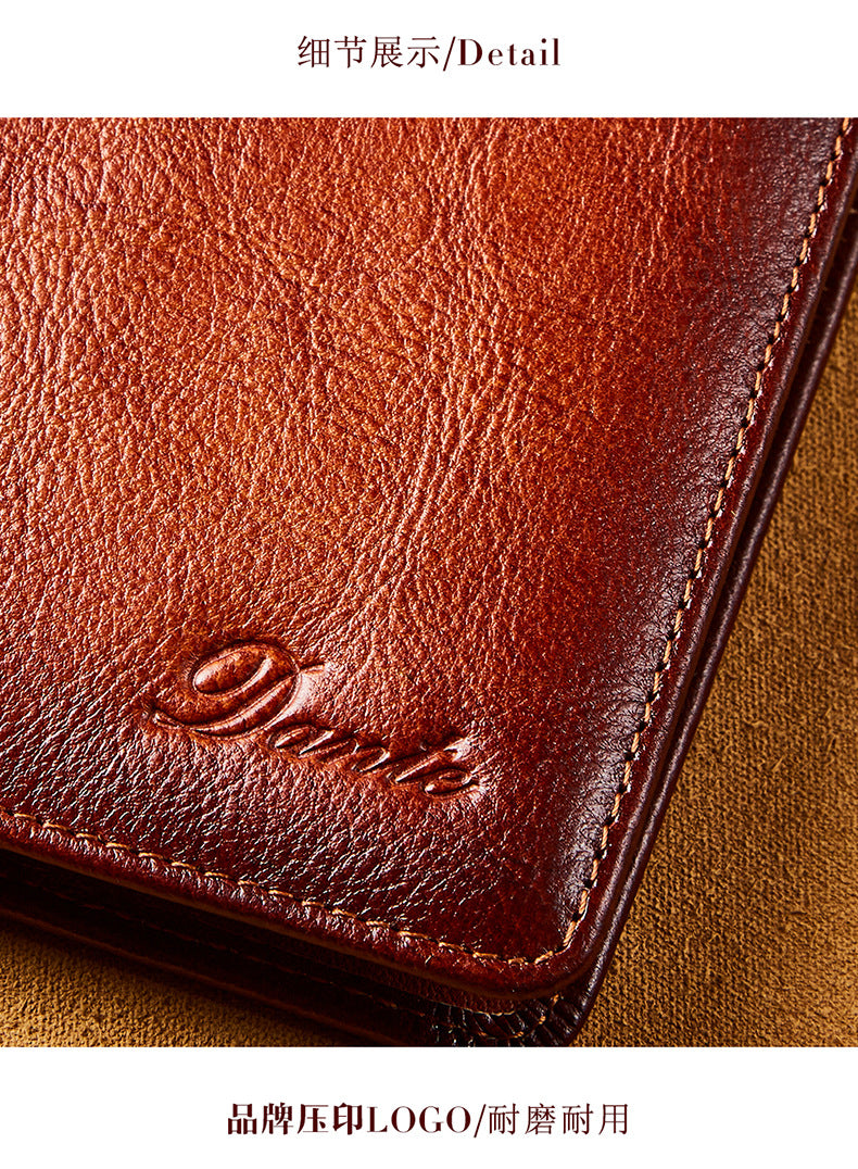 New Men's Wallet 20% Discount Vertical Top Layer Cowhide Anti-theft Credit Card Degaussing Leather Wallet Cross-border Explosive Wallet