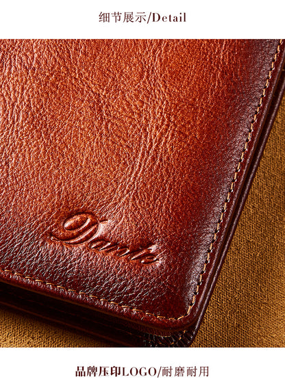 New Men's Wallet 20% Discount Vertical Top Layer Cowhide Anti-theft Credit Card Degaussing Leather Wallet Cross-border Explosive Wallet