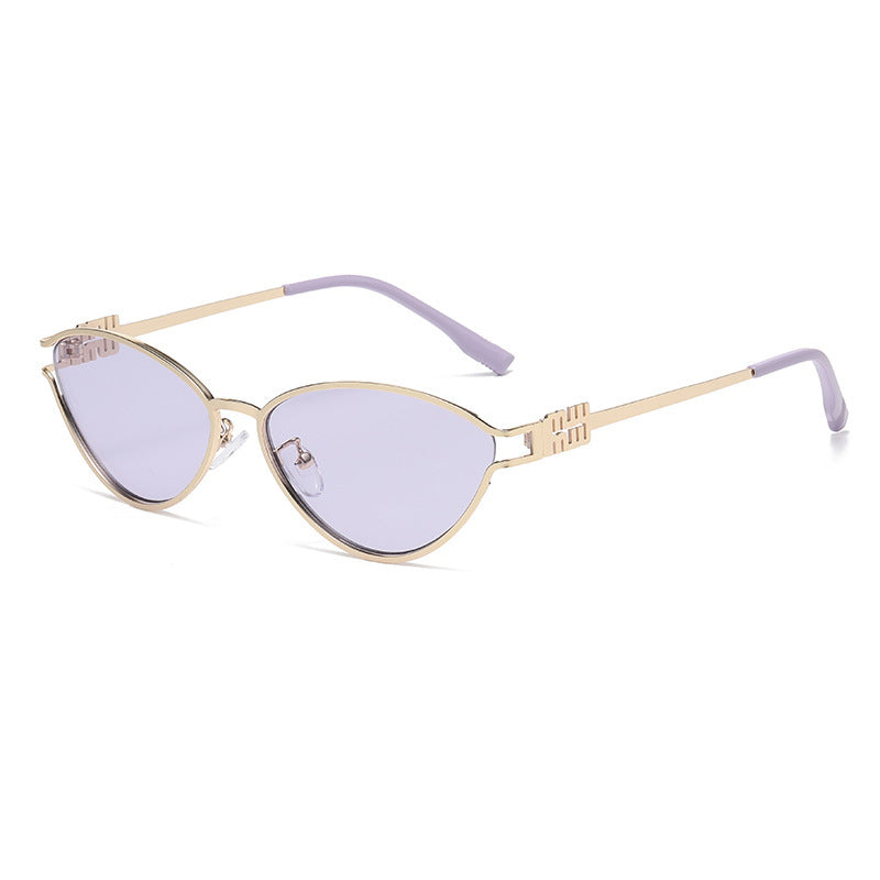 Fashionable Metal Cat-Eye Sunglasses European and American Trendy Women's Sunglasses Light Luxury High-End Anti-Uv Sunglasses for Men