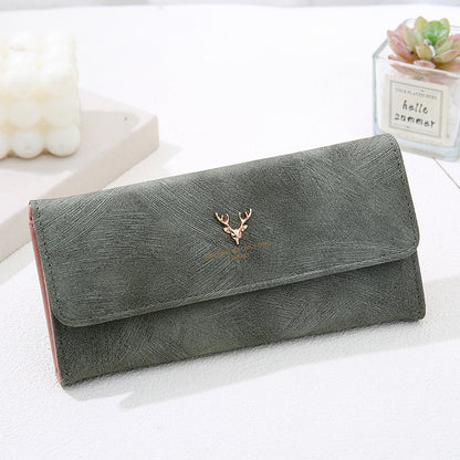 Long Women's Wallet Frosted Cover Wallet Soft Leather Wallet Fashion Retro Large Capacity Hand Bag