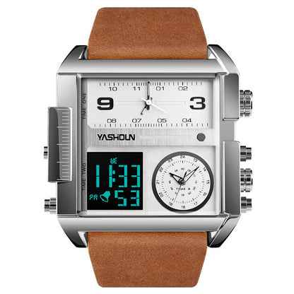 Multifunctional Sports Watch Men's Large Dial Digital Dual Display Electronic Watch Waterproof Belt Men's Watch Cross-border Foreign Trade Watch
