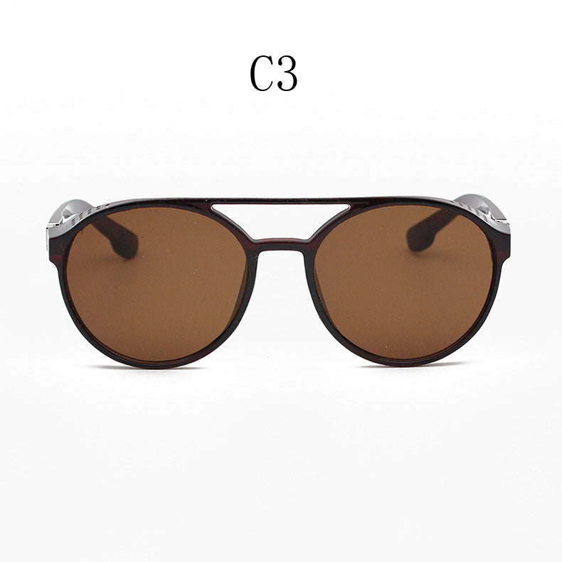 European and American Fashion Trend New Double-Beam Sunglasses Steampunk Sunglasses Round Retro Sunglasses 97040