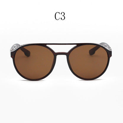 European and American Fashion Trend New Double-Beam Sunglasses Steampunk Sunglasses Round Retro Sunglasses 97040