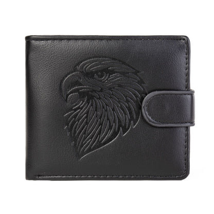 Foreign Trade Wallet Men's New 3D Embossed Eagle Pattern Short Student Youth Casual Soft Leather Card Bag Coin Purse