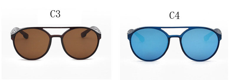 European and American Fashion Trend New Double-Beam Sunglasses Steampunk Sunglasses Round Retro Sunglasses 97040