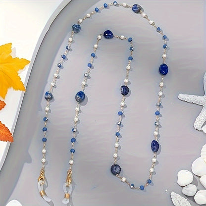 Light Luxury Handmade Curved Needle Glasses Chain Crystal Agate Cross-border European and American Fashion Glasses Rope Halter Lanyard