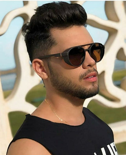 European and American Fashion Trend New Double-Beam Sunglasses Steampunk Sunglasses Round Retro Sunglasses 97040