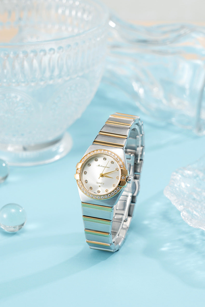 Source Factory Constellation Steel Band Women's Quartz Watch High-End Waterproof Fashion Cross-Border Diamond Bezel Girls' Watch