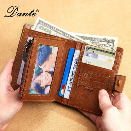 Men's wallet wholesale leather zipper short retro wallet RFID anti-theft foreign trade leather wallet manufacturers processing