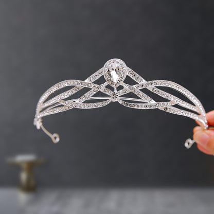 Bridal Crown Tiara Rhinestone Crown Wedding Dress Diamond Costume Eighteenth Birthday Coming-Of-Age Ceremony Birthday Princess Hair Accessory