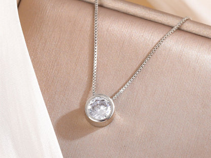 Fashion simple small circle single diamond personality necklace female temperament clavicle chain