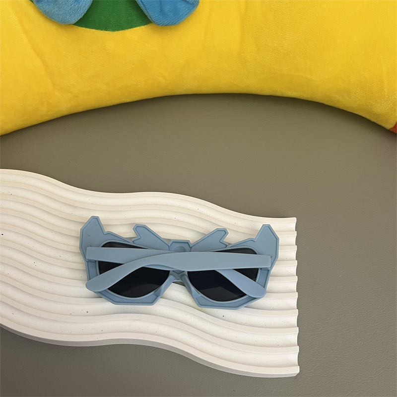 New Baby Sunglasses, Cute Boy Cartoon Mecha, Funny Street Photography, Trendy Anti-Uv Sunscreen Children's Sunglasses