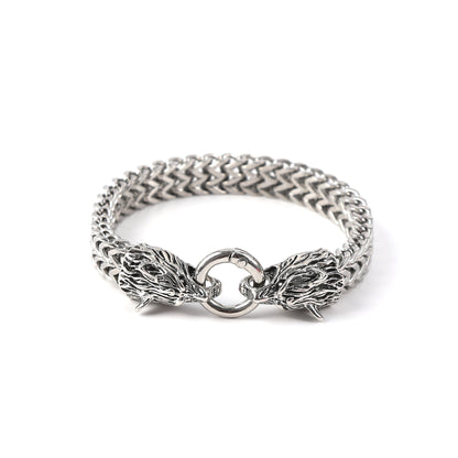 European and American Popular Retro Viking Wolf Head Bracelet Men's Stainless Steel Chain European and American Fashion Norwegian Style Bracelet Wholesale