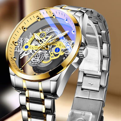Cross-Border Dropshipping New Double-Sided Hollow Fully Automatic Movement Non-Mechanical Watch Tourbillon Watch Men's Waterproof