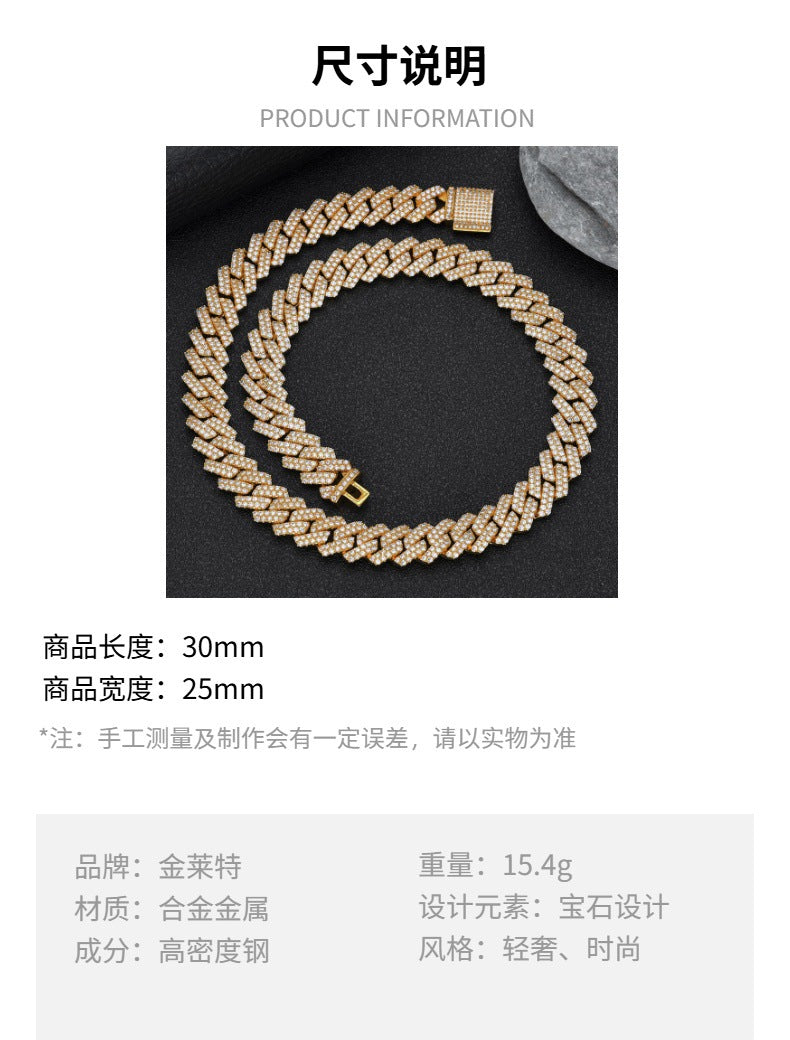 Hiphop Hip Hop Diamond Watch Five-Piece Diamond Cuban Chain Cross Necklace Cuban Ring Cross Border Wholesale