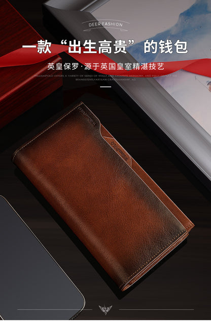 King Paul men's wallet long leather multi card slot fashion retro color hand bag card wallet wholesale