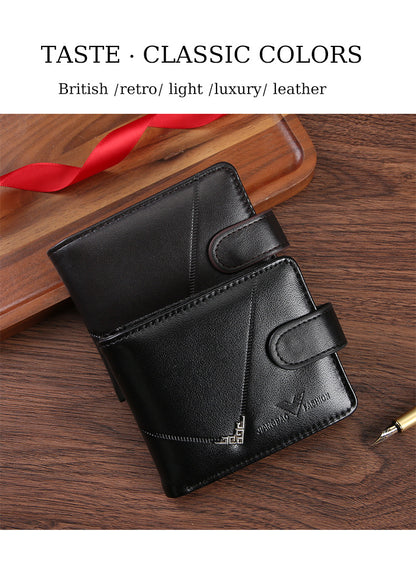 Cross-border Dropshipping Business Fashion Hasp 80% Off Short Wallet Male Multi-card Driver's License Multifunctional Men's Wallet
