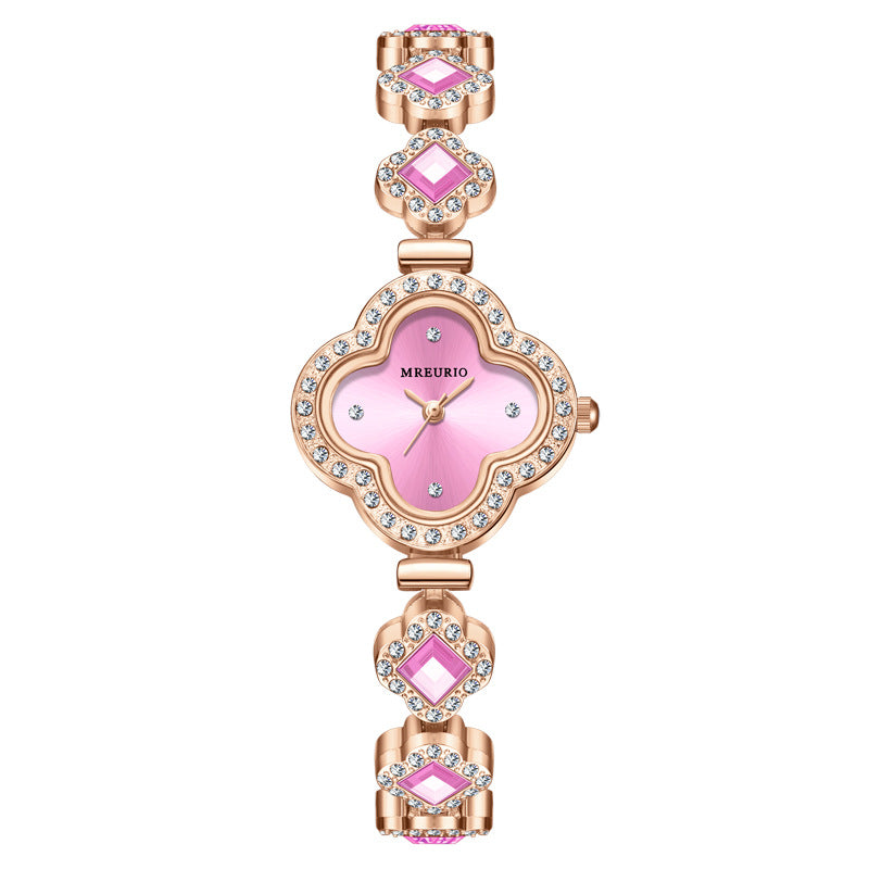 Live Hot Hot Hot Fashion Four-leaf Clover Bracelet Quartz Watch Emerald Women's Watch Women's Watch Factory Wholesale