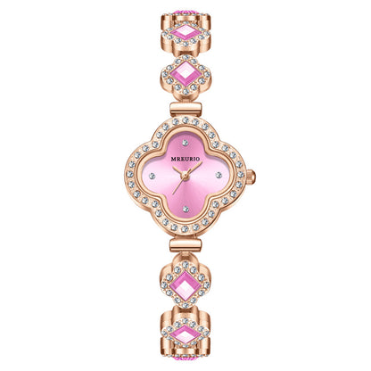 Live Hot Hot Hot Fashion Four-leaf Clover Bracelet Quartz Watch Emerald Women's Watch Women's Watch Factory Wholesale