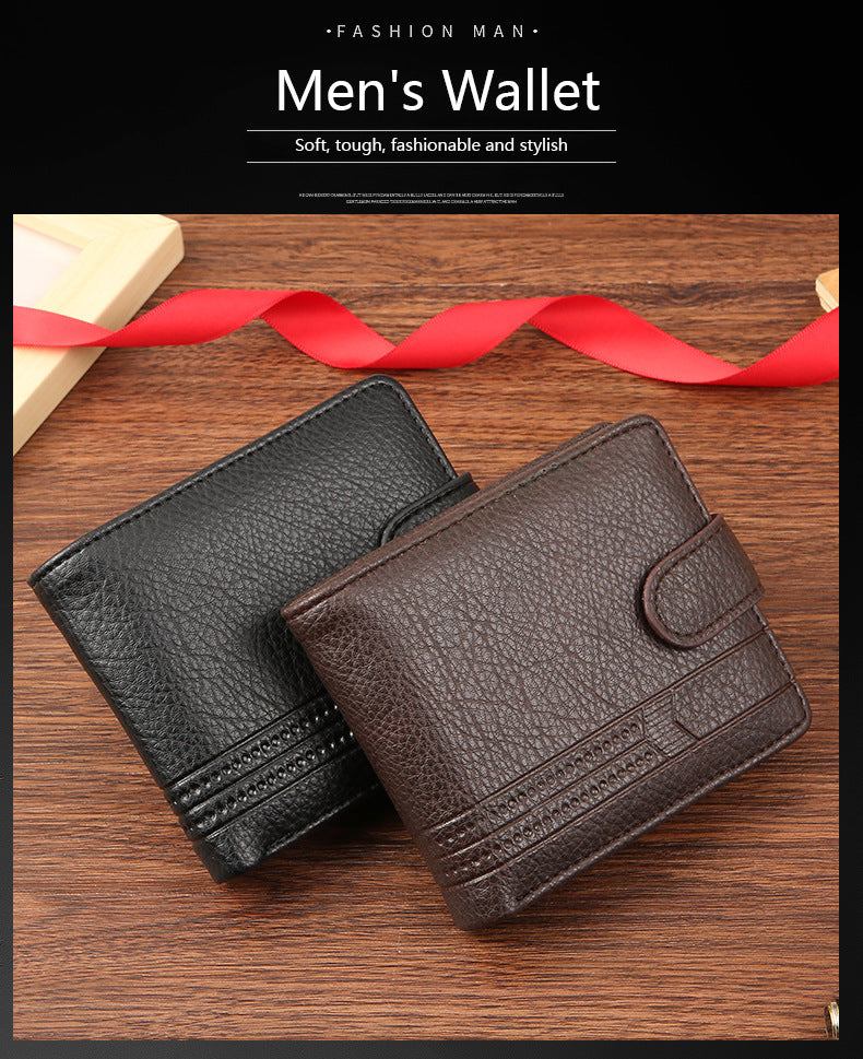 Cross-Border Dropshipping Manufacturer Wholesale Men's Wallet Pu Leather Short Zipper Buckle Wallet New Style Wallet Coin Purse