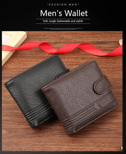Cross-Border Dropshipping Manufacturer Wholesale Men's Wallet Pu Leather Short Zipper Buckle Wallet New Style Wallet Coin Purse