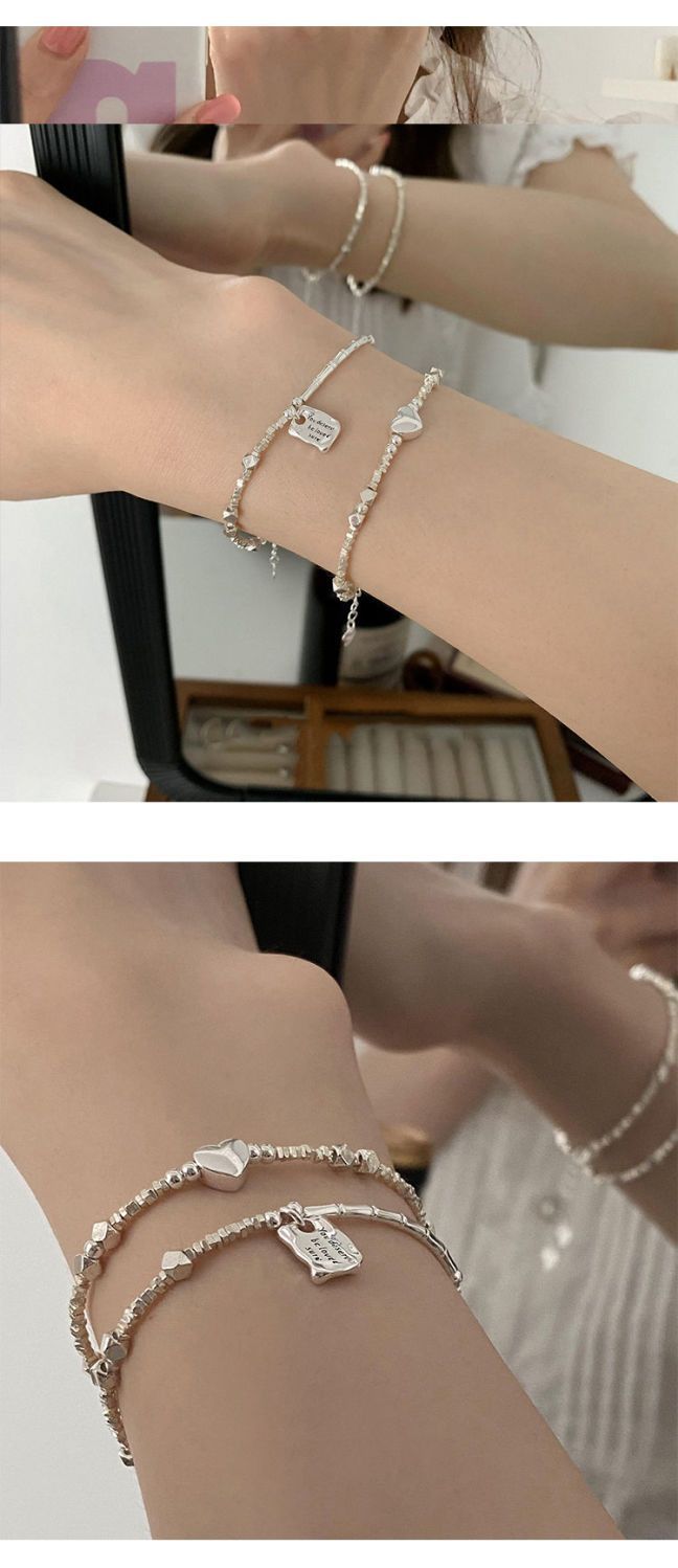 Niche Design Love Square Brand Sterling Silver Bracelet 2025 New Summer Girl Cold Wind Couple Girlfriend Gift