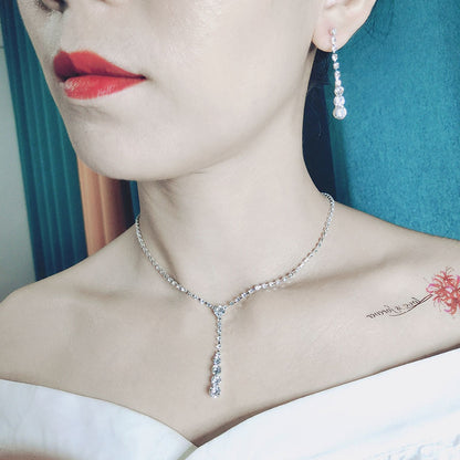 Factory Direct Approval Fashion Wedding Wedding Photography Accessories Earrings Necklace Bracelet Set Combination Multiple Choice