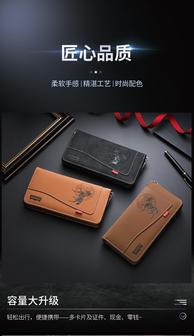 New crazy horse leather men's wallet European and American retro style PU zipper bag fashion short card bag change bag wholesale