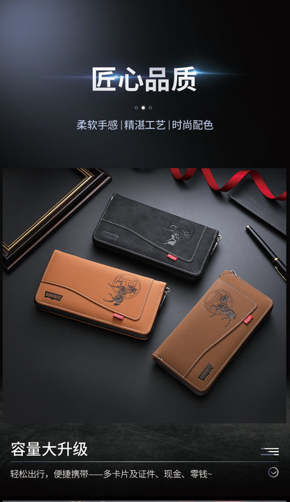 New crazy horse leather men's wallet European and American retro style PU zipper bag fashion short card bag change bag wholesale