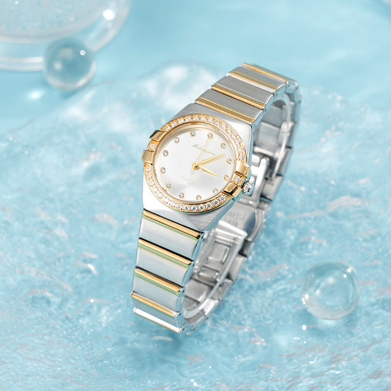 Source Factory Constellation Steel Band Women's Quartz Watch High-End Waterproof Fashion Cross-Border Diamond Bezel Girls' Watch