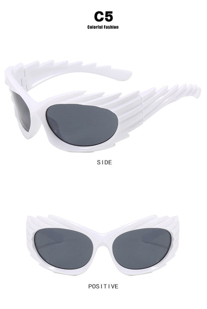 Barbed Hedgehog Sunglasses Y2K European and American Personalized Wings Cycling Sunglasses Concave Shape Ins Trendy Sunglasses for Women