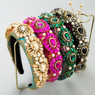 Heming Hair Hoop Fashion Flannel Baroque Heavy Industry Full Drill Hoop Retro Court Style Elegant Dinner Hair Accessories