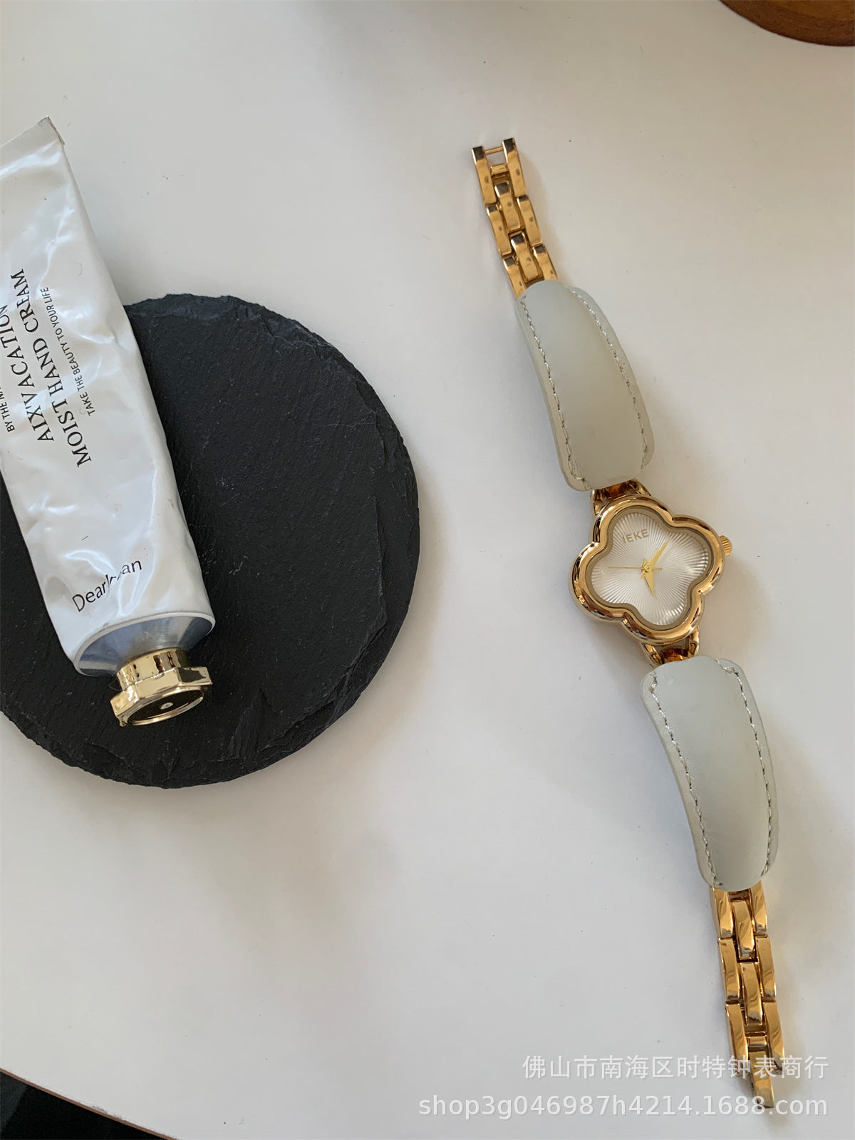 IEKE Fashion Light Luxury Four-leaf Clover Small Chanel Style Leather Bracelet Watch Women's Wristwatch High-end Light Luxury Internet Celebrity Hair