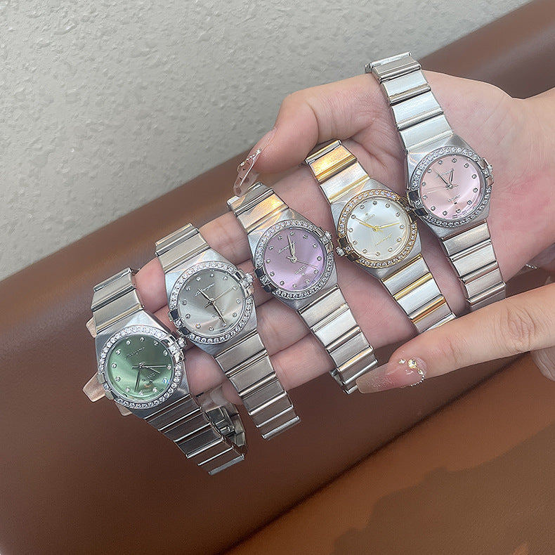 Source Factory Constellation Steel Band Women's Quartz Watch High-End Waterproof Fashion Cross-Border Diamond Bezel Girls' Watch