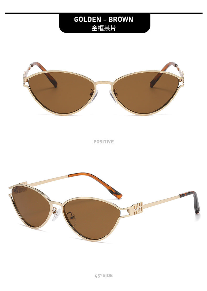 Fashionable Metal Cat-Eye Sunglasses European and American Trendy Women's Sunglasses Light Luxury High-End Anti-Uv Sunglasses for Men
