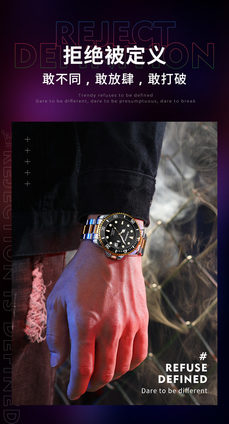 Ashi ton new steel band men's watch hollow automatic mechanical watch calendar waterproof foreign trade men's watch wholesale